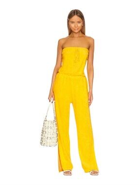 MONROW Bandeau Jumpsuit in Sunshine Size Small NWT $198